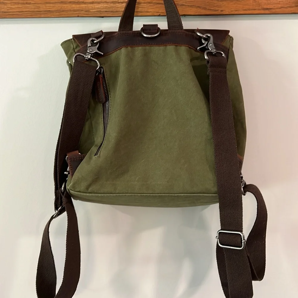 Olive Green Canvas Backpack - Classic,‎ 11x4” depth